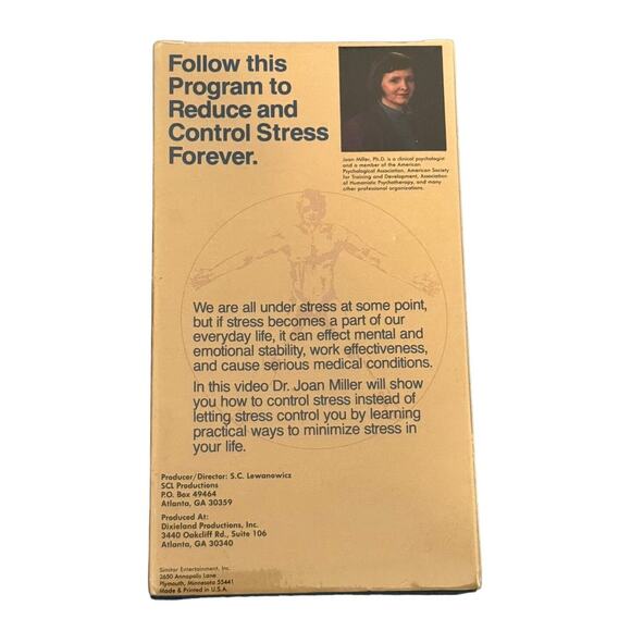 Self Help Clinic Stress Reduction Program VHS Dr. Joan Miller Ph.D NEW SEALED - Picture 2 of 3